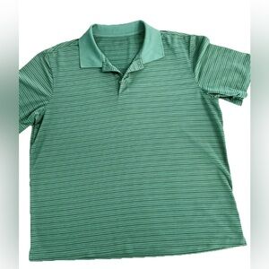 Croft & Barrow Men’s Polo Shirt Size L Green Striped Short Sleeve Collared